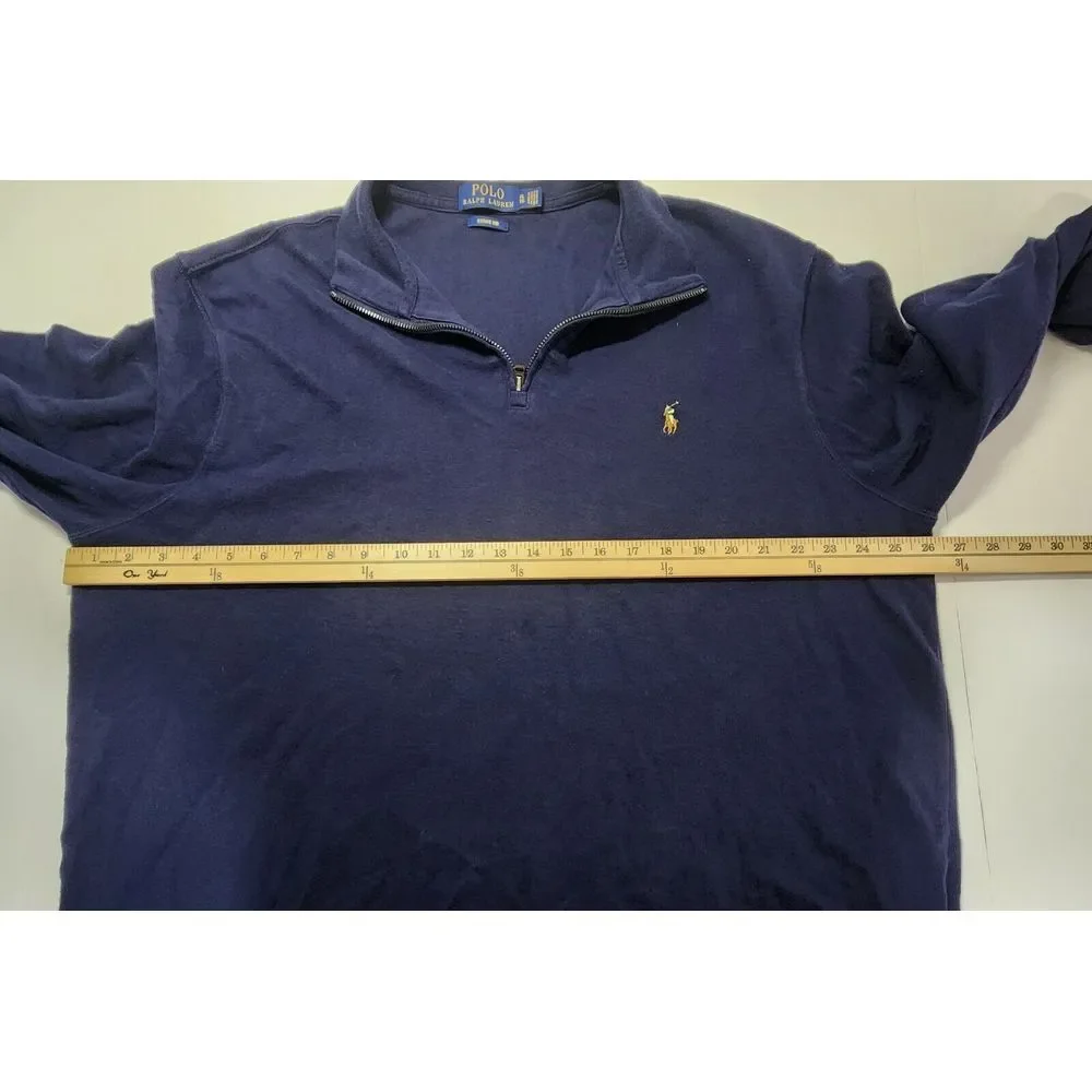 Polo Ralph Lauren Mens Size XL Estate Rib Blue Long‎ Sleeve 1/4 Zip Pullover